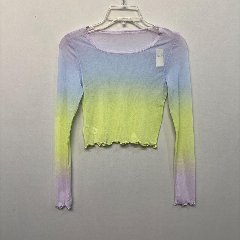 NWT Aerie Women Long Sleeve Sheer Mesh Crop Top Shirt Tee Size Small M290 -13